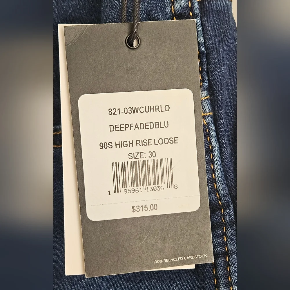 NWT RE/DONE Women's 90s High Rise Loose Jeans: Deep Faded Blue: Size- 30 - Picture 5 of 15